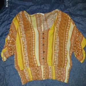 Bohemian Striped Top - Yellow and Brown
